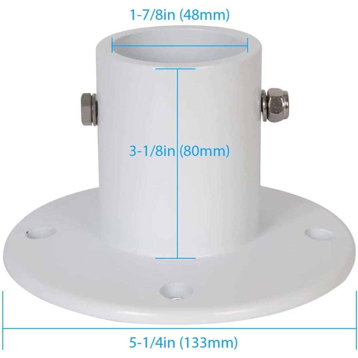 HECASA Deck Anchor Flange Cast Above Ground Pool Ladders Handrails or Slide | 1 7/8" Inch Diameter of 1.9" Aluminum White (1Pc)