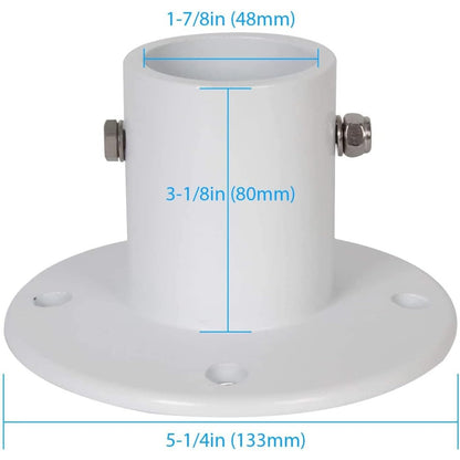 HECASA Deck Anchor Flange Cast Above Ground Pool Ladders Handrails or Slide | 1 7/8" Inch Diameter of 1.9" Aluminum White (1Pc)