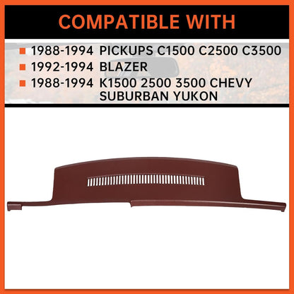 Molded Dash Cover Compatible with 1992-1994 Blazer/1988-1994 GM Trucks Pickups C1500 C2500 C3500 K1500 K2500 K3500 Chevy Suburban Yukon Dashboard Cap Bezel Panel Lid Instrument Cluster Garnet