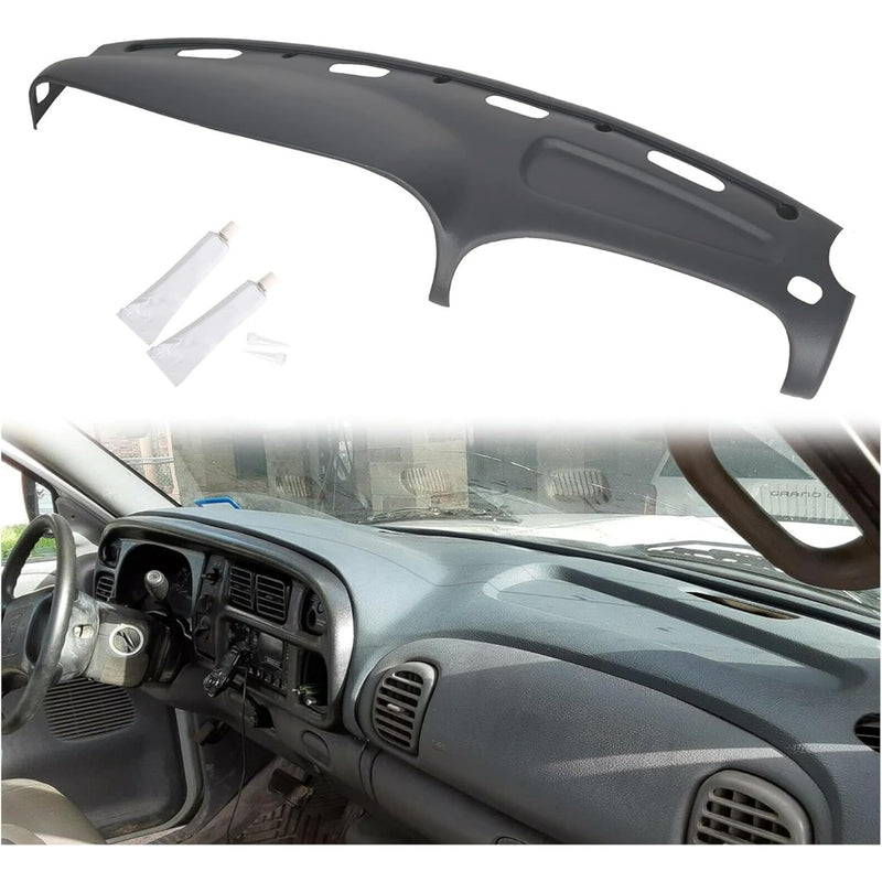 Dash Cover Overlay Compatible with 1998-2001 Dodge Ram 1500, 1998-2002 Dodge Ram 2500 Base/Dodge Ram 3500 Base Trucks Gray Dashboard Dash Cap Pad Bezel Molded Protector LYAP-299S-2