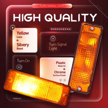 HECASA Turn Signal Lights Compatible with 1984-1988 Toyota 4Runner/Pickup, Front Bumper Lamps w/Bulbs Replacement for TO2521105 TO2530106, Left Driver And Right Passenger Side Yellow Lens