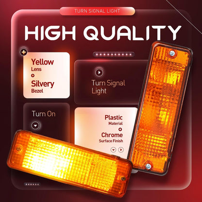 HECASA Turn Signal Lights Compatible with 1984-1988 Toyota 4Runner/Pickup, Front Bumper Lamps w/Bulbs Replacement for TO2521105 TO2530106, Left Driver And Right Passenger Side Yellow Lens