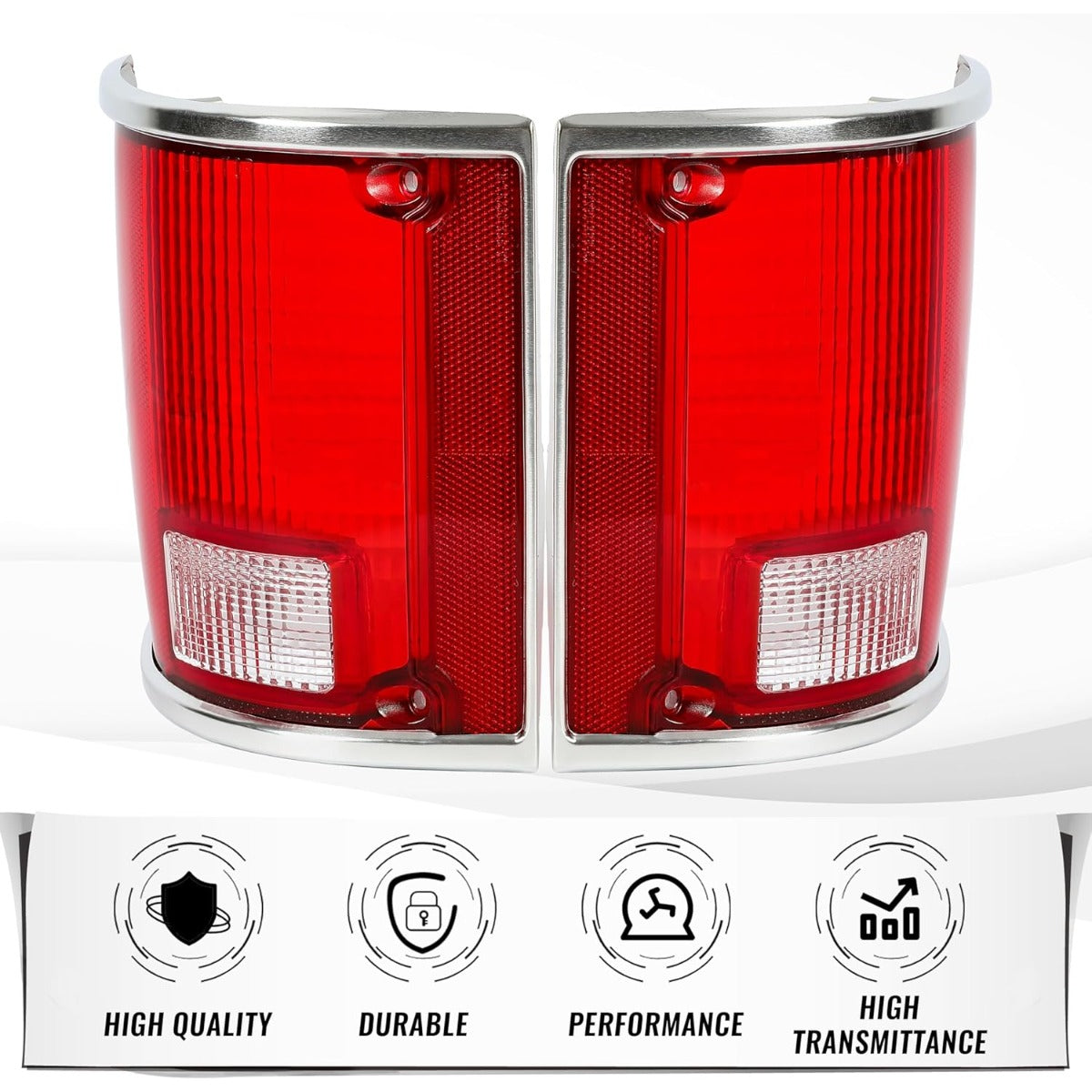 Pair Tail Light Lens Compatible with 1973-1991 Chevrolet Chevy Blazer Suburban Jimmy Driver Left & Passenger Right Replacement For 5968330, 5968329, GM2801122, GM2800122