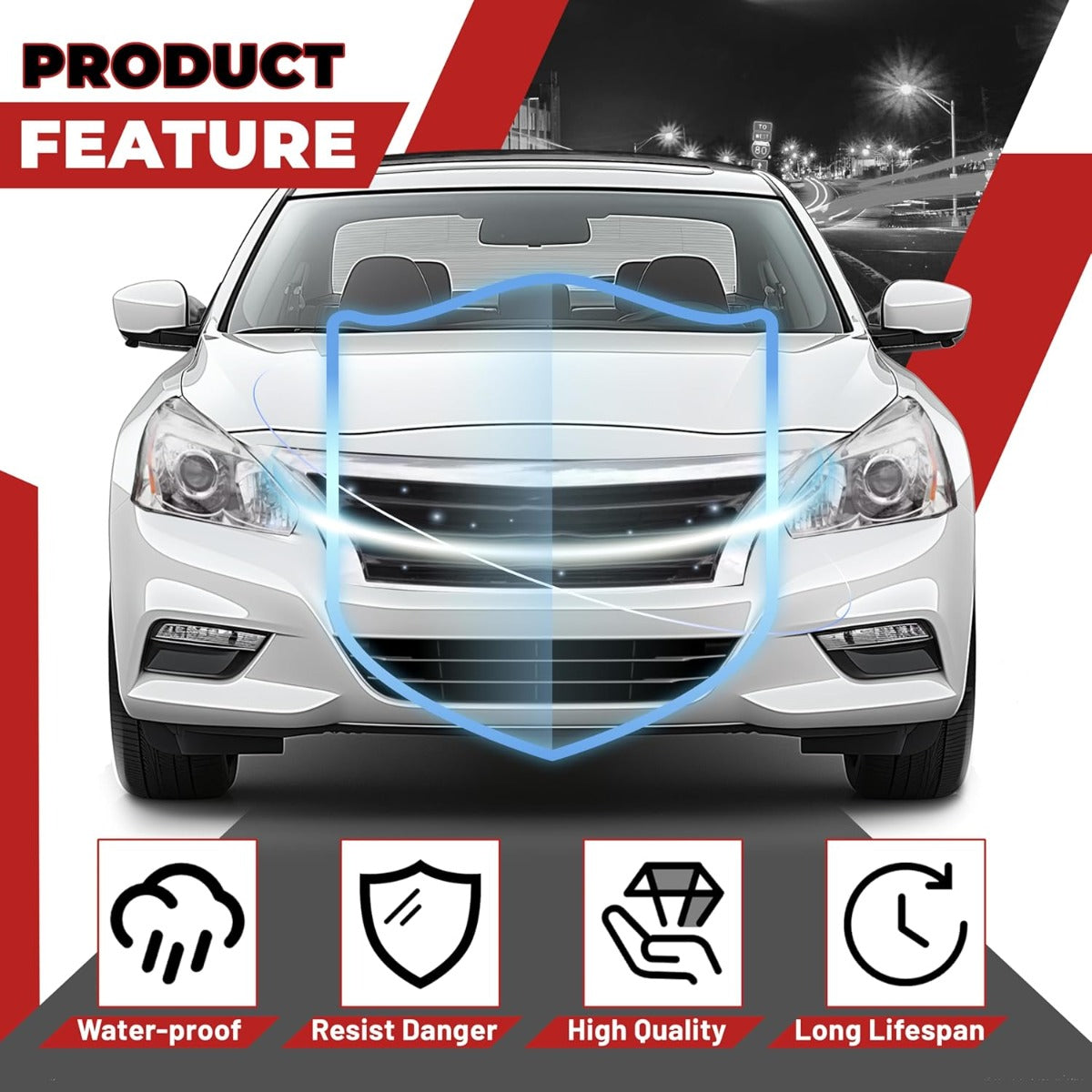 Front Bumper Grill Upper Grille Compatible with 2013 2014 2015 Nissan Altima Sedan Replacement for 623103TA0A NI1200250 Insert Plastic(ABS)