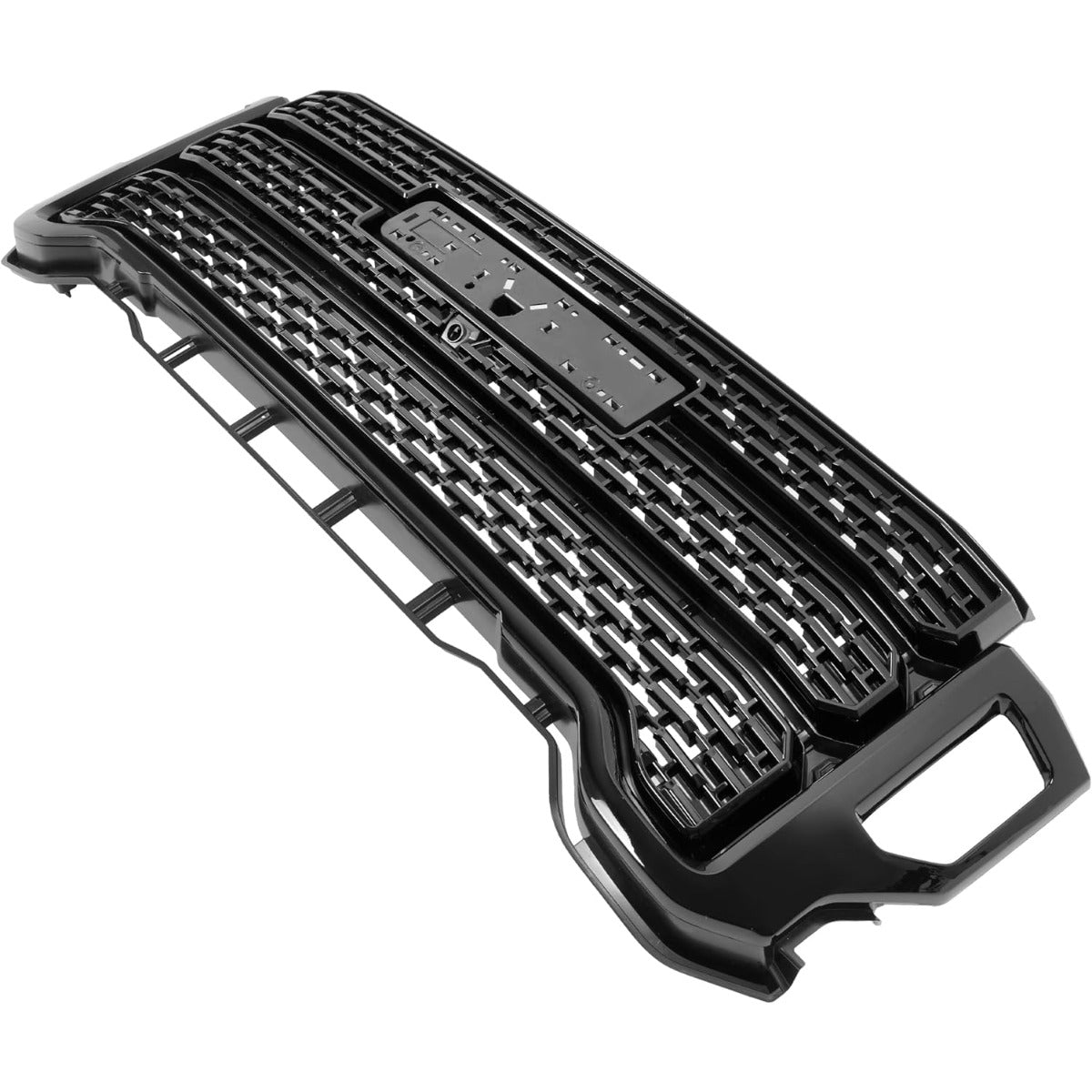 ALMULOO Grill Compatible with 2020-2023 GMC Sierra 2500HD 3500HD Denali w/Camera Hole Front Bumper Grille Plastic (ABS) Gloss Black Replacement for 84656390