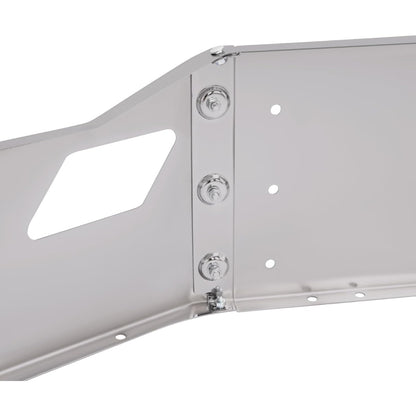 Front Bumper Assembly Compatible with 2011-2022 Kenworth T680 w/Two Tow &Custom Radar Sensor Cut-out w/Brackets 3PCs Steel Chrome Silvery