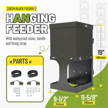 Kojem Steel Deer Block Feeder Hanging Holds Salt Mineral Supplement Feed