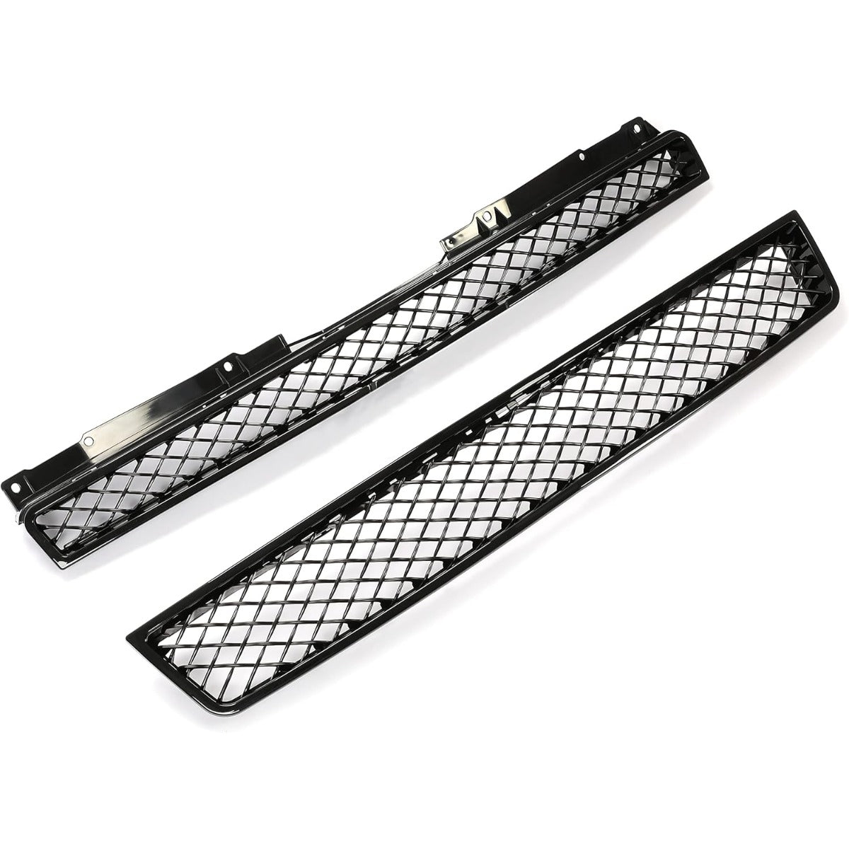Upper & Lower Mesh Grille Compatible with 2007-2014 Chevy Chevrolet Avalanche Tahoe Suburban 1500 2500 Replacement for GM1200591 GM1200596 GM1200563 GM1200590 GM1200609 - Painted Black