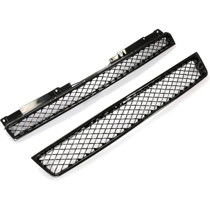 Upper & Lower Mesh Grille Compatible with 2007-2014 Chevy Chevrolet Avalanche Tahoe Suburban 1500 2500 Replacement for GM1200591 GM1200596 GM1200563 GM1200590 GM1200609 - Painted Black