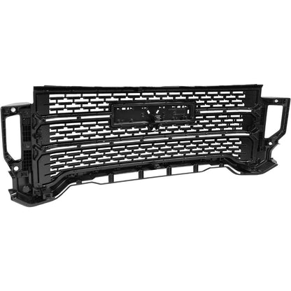 ALMULOO Grill Compatible with 2020-2023 GMC Sierra 2500HD 3500HD Denali w/Camera Hole Front Bumper Grille Plastic (ABS) Gloss Black Replacement for 84656390