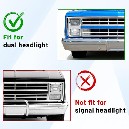 Front Grille Grill & Headlight Bezel Compatible with 1985-1988 Chevy C10/C20/C30/K5/K10/K20/K30/R10/R20/R30/V10/V20/V30 Blazer Suburban 15598727 15598728 GM1200140 GM2513126 Chrome