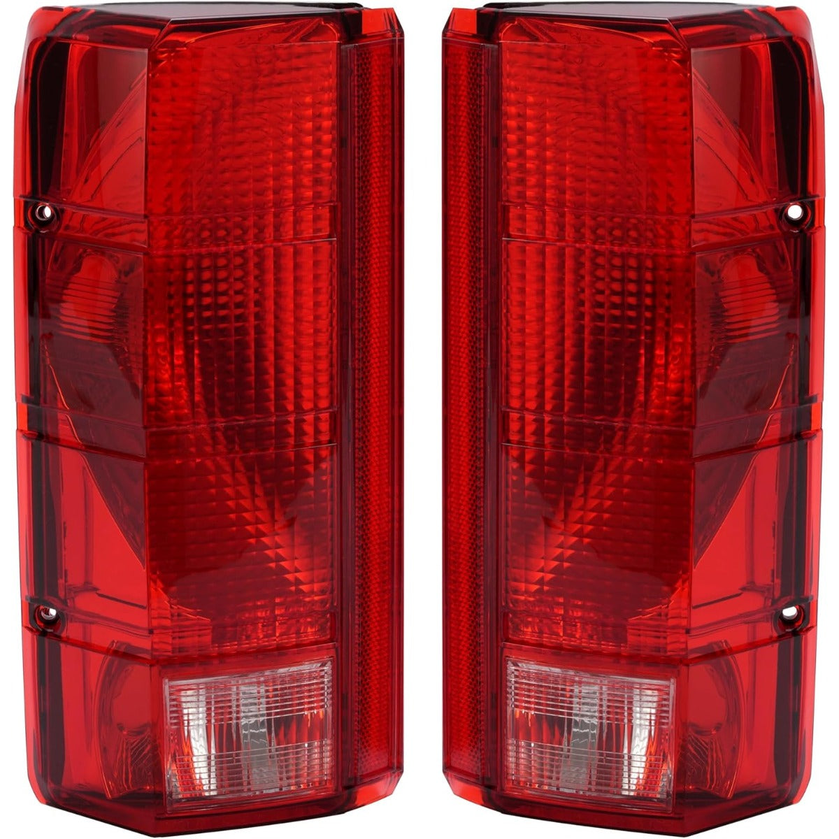HECASA Pair Tail Light Compatible with 1980-1986 Ford F-150 F-250 F-350 Bronco F-100 Halogen Brake Lamp Taillight Replacement for E4TZ13405B FO2800103 E4TZ13404B FO2801102 Red White Lens Black Housing