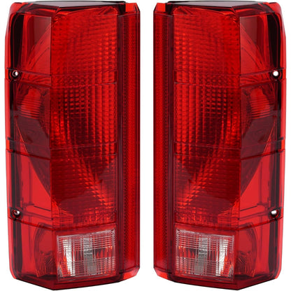 HECASA Pair Tail Light Compatible with 1980-1986 Ford F-150 F-250 F-350 Bronco F-100 Halogen Brake Lamp Taillight Replacement for E4TZ13405B FO2800103 E4TZ13404B FO2801102 Red White Lens Black Housing