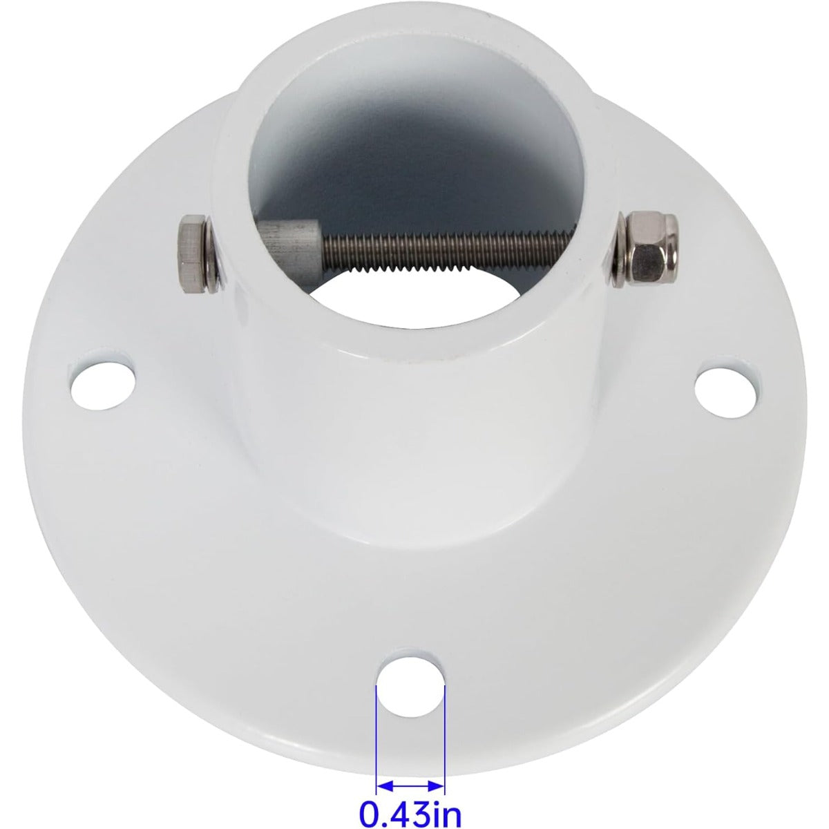 HECASA Deck Anchor Flange Cast Above Ground Pool Ladders Handrails or Slide | 1 7/8" Inch Diameter of 1.9" Aluminum White (1Pc)