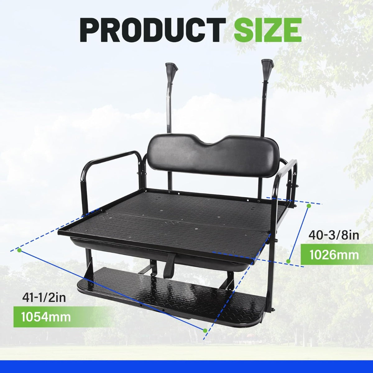 Flip Folding Rear Back Seat Kit Compatible with 2004 and Up Club Car Precedent/Tempo/Onward Gas or Electric Models Golf Cart Flip Rear Seat Kit Fold Down Black LYA-098SA+LYA-098SB