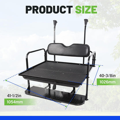 Flip Folding Rear Back Seat Kit Compatible with 2004 and Up Club Car Precedent/Tempo/Onward Gas or Electric Models Golf Cart Flip Rear Seat Kit Fold Down Black LYA-098SA+LYA-098SB