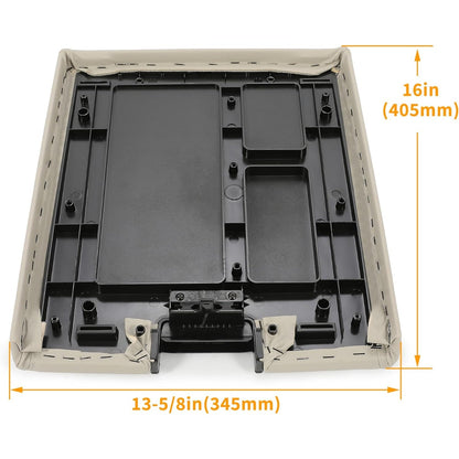 KUAFU Center Console Lid Compatible with 2007-2014 Chevy Chevrolet Silverado Avalanche Suburban Tahoe GMC Sierra Yukon Replace for 20864151 924-810 Seat Armrest Cover with Latch Plastic Leather Gray