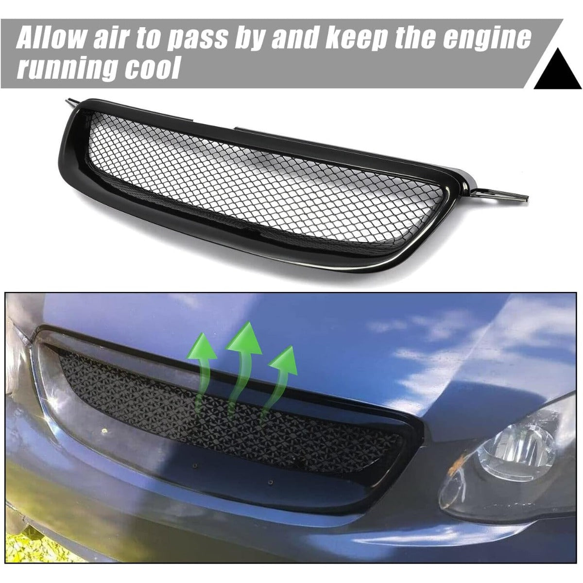Front Bumper Grill Compatilbe with 2003-2006&2008 Toyota Corolla CE/LE/S/XRS Sedan 4-Door Front Hood Grille Black