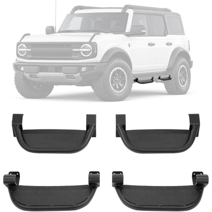 Running Boards Side Steps Compatible with 2021-2025 Ford Bronco 4 Door Steel Powder Coated Black 4Pcs Side Bars Step Plates