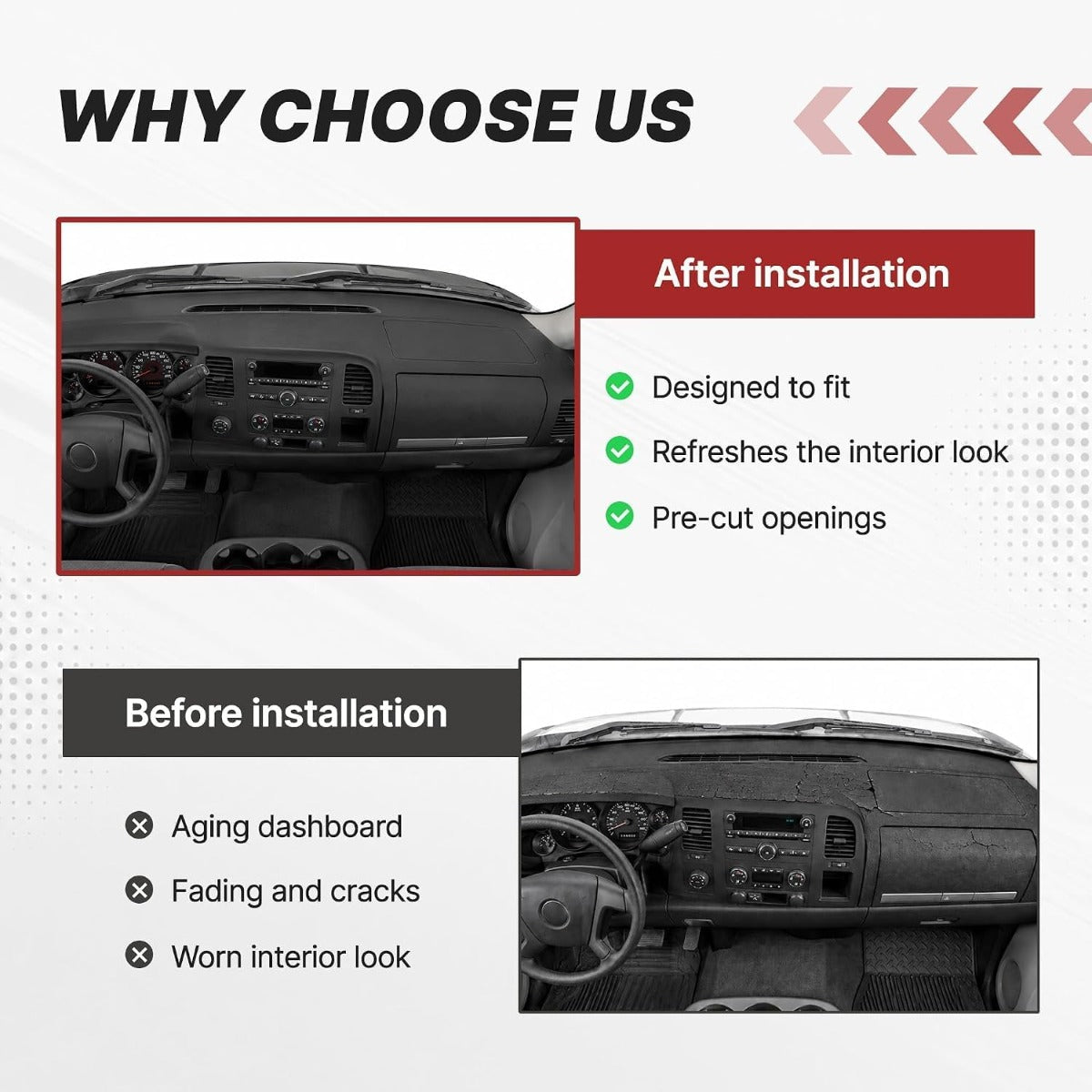ALMULOO Dashboard Cover Compatible with 2007-2013 Chevy Chevrolet Silverado