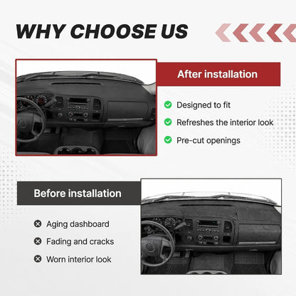ALMULOO Dashboard Cover Compatible with 2007-2013 Chevy Chevrolet Silverado