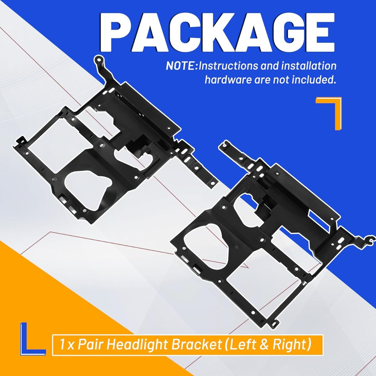 Headlight Bracket Pair Compatible with 1999-2002 Chevy Silverado GMC Sierra Headlamp Mounting Panel Replacement for 15798920 GM1221122 15798919 GM1221121