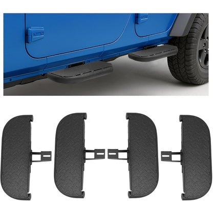 Rugged Side Steps Compatible with 2007-2018 Jeep Wrangler JK Unlimited JKU 4-Door Running Boards, High-Strength Steel Step Bars, Powder-Coated & Textured, 4-Piece Set