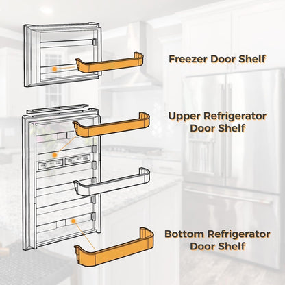Kojem 29325760166 Replacement Refrigerator Door Shelf Kit Compatible with Dometic Refrigerator Freezer/Upper/Bottom Door Shelf