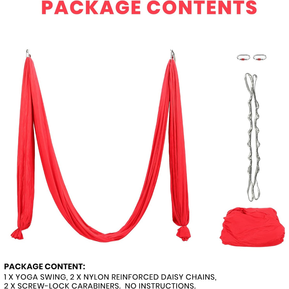 KUAFU 6.56 Yards Aerial Silks for Home Yoga Swing Therapy Swing Aerial | Hammock w/Extension Straps, o-Slings, Carabiners Red