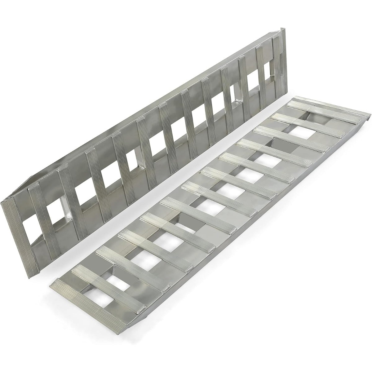 72 X 14.87 X 2.5 Inch 6000 LBS Truck Car Auto Trailer Ramps Aluminum Universal Loading Ramp for Motorcycle Tractor ATV/UTV Trucks Lawn Mower Hook Attaching End Knife Foot Silver