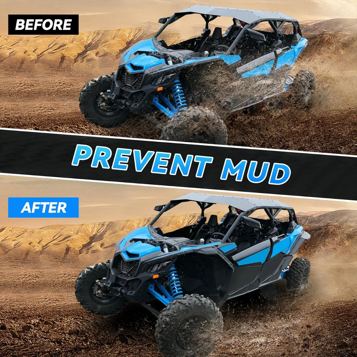 ECOTRIC Extended Fender Flares Compatible with 2017-2025 Can Am Maverick X3 Max/RR/Turbo/ 1000 Max Front & Rear Mud Flaps Mud Guard Replacement for 715002973 (6PCs)