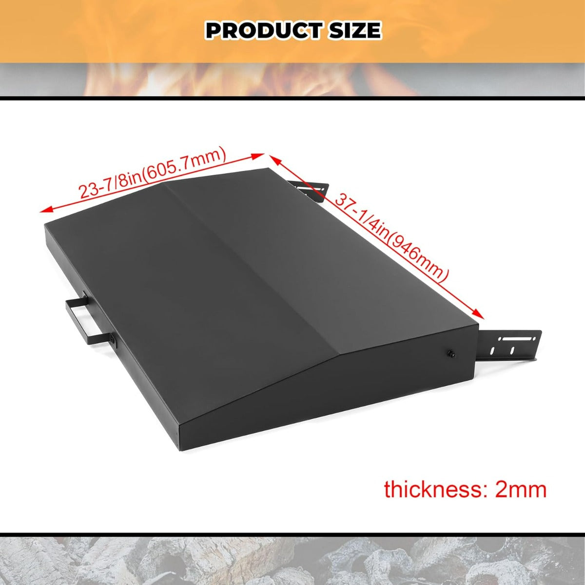 36 inch Hinged Lid Cover Compatible with Blackstone Griddle Grill Lid Hard Cover with Rear Grease Collection Powder Coated Black LYOM-018-B