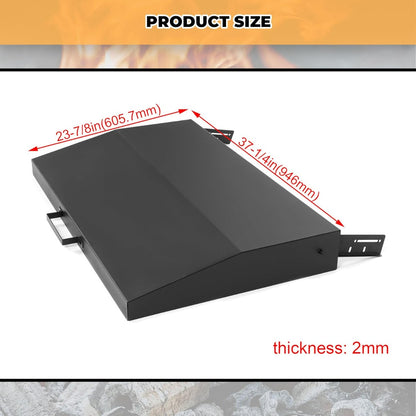 36 inch Hinged Lid Cover Compatible with Blackstone Griddle Grill Lid Hard Cover with Rear Grease Collection Powder Coated Black LYOM-018-B