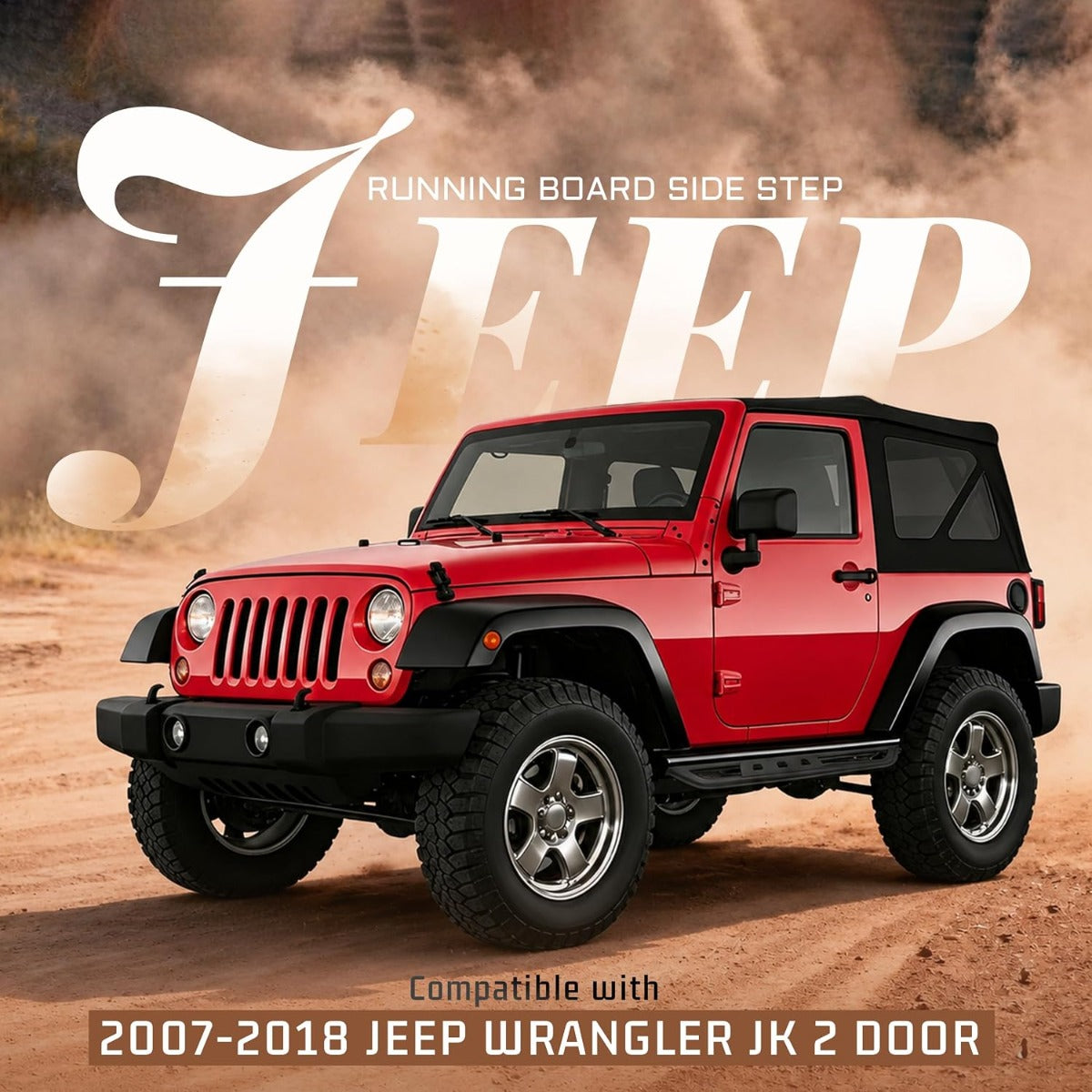 ALMULOO 54" Running Board Step Armor Compatible with 07-18 Jeep Wrangler JK