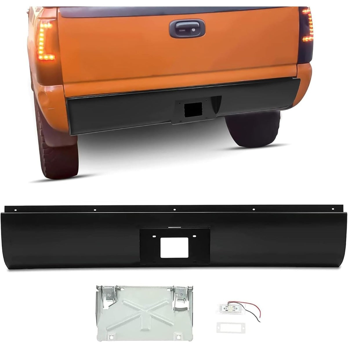 KUAFU Roll Pan Compatible with 1999-2006 Chevy Silverado GMC Sierra 1500 2500 3500 Pickup Trucks w/Light & Flip Down License Plate Only Fit for Fleetside