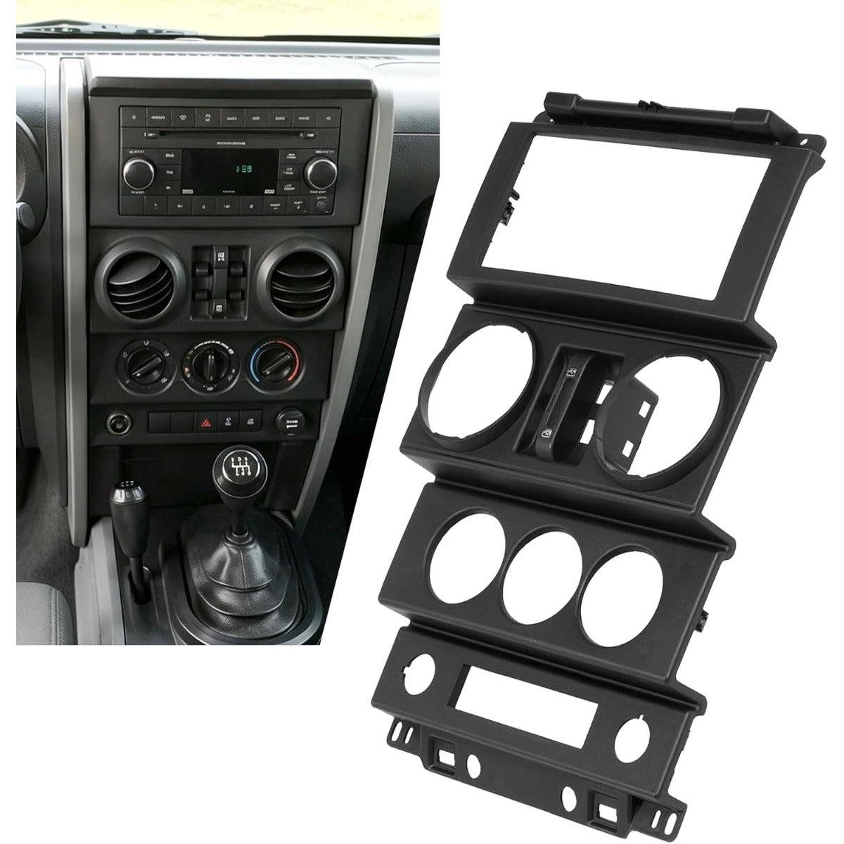 Dashboard Radio Panel Compatible with 2007-2010 Jeep Wrangler