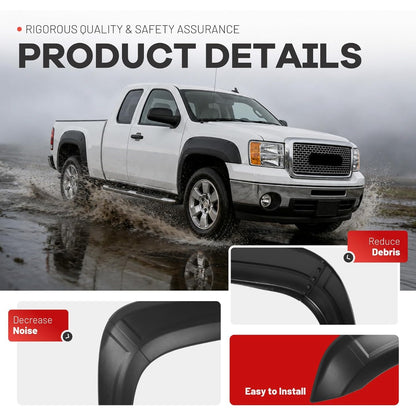 10Pcs Fender Flares Compatible with 2007-2013 GMC Sierra 1500 w/5.8 Ft Bed (Short Bed) Only Wheel Arch Covers Plastic(PP) Textured Black 2X2Pcs Front and 2X3Pcs Rear Fender Flares