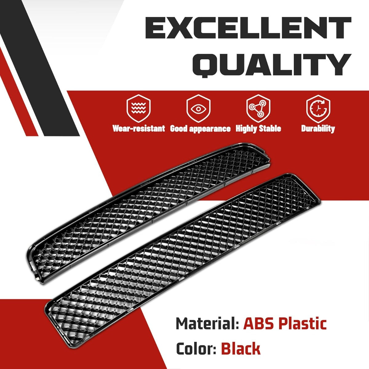 HECASA Front Upper + Lower Grill Compatible with 2005-2010 Scion tC Bumper Cover Mesh Hood Grille Black 2Pcs Replacement for SC1200104 SC1036105