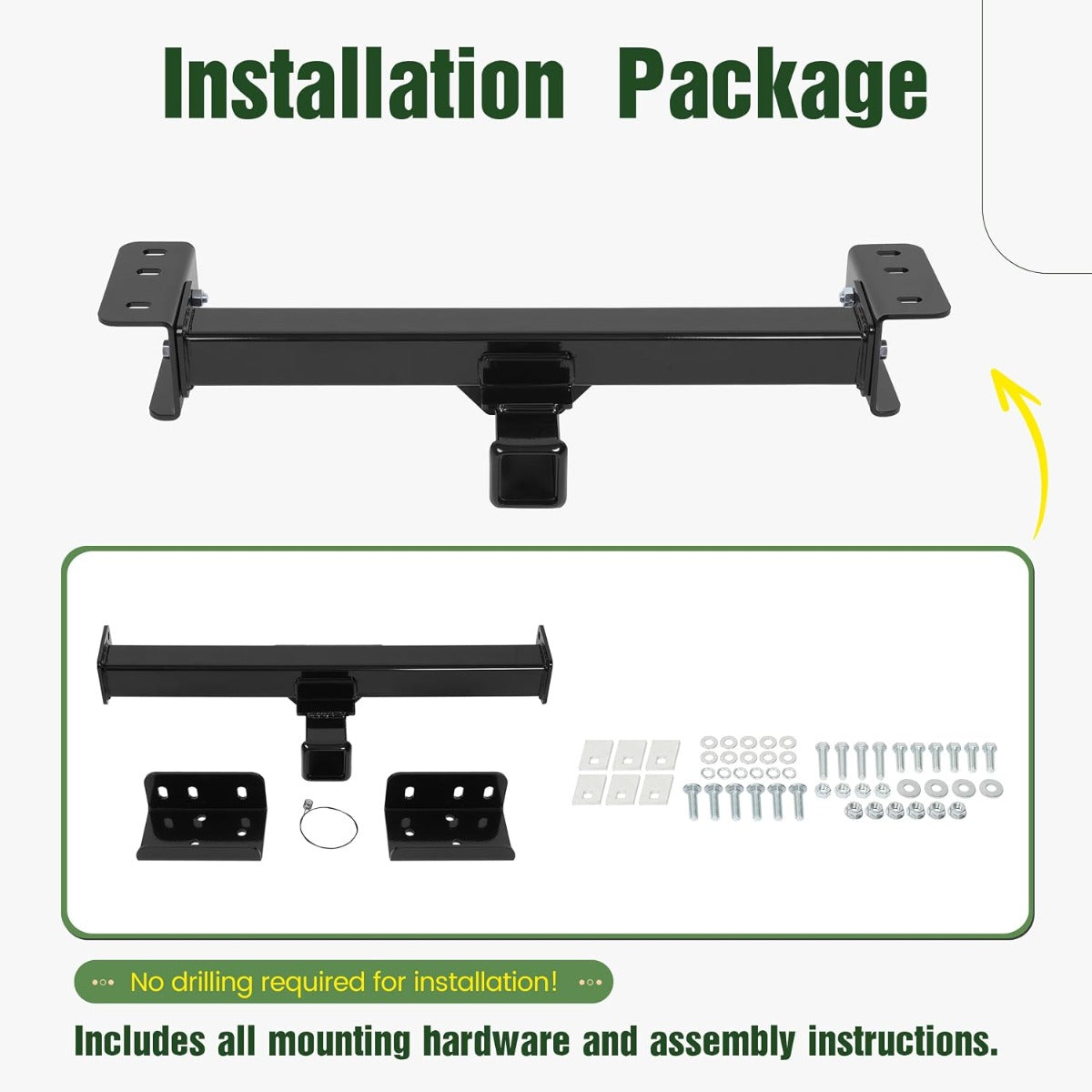 ALMULOO Class-3 Front 2-Inch Receiver Trailer Hitch Steel Powder Coated