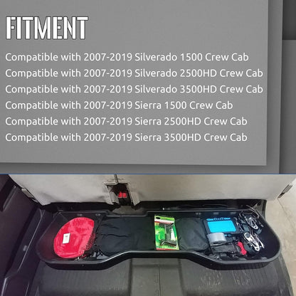 Under Seat Storage Box Compatible with Crew Cab 2007-2019 Silverado/Sierra 1500 / 2500HD / 3500HD Under Seat Storage Container Replacement for #23183674 LYAP-211