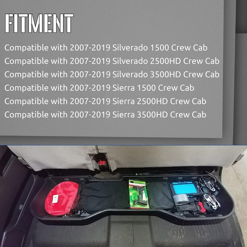 Under Seat Storage Box Compatible with Crew Cab 2007-2019 Silverado/Sierra 1500 / 2500HD / 3500HD Under Seat Storage Container Replacement for #23183674 LYAP-211
