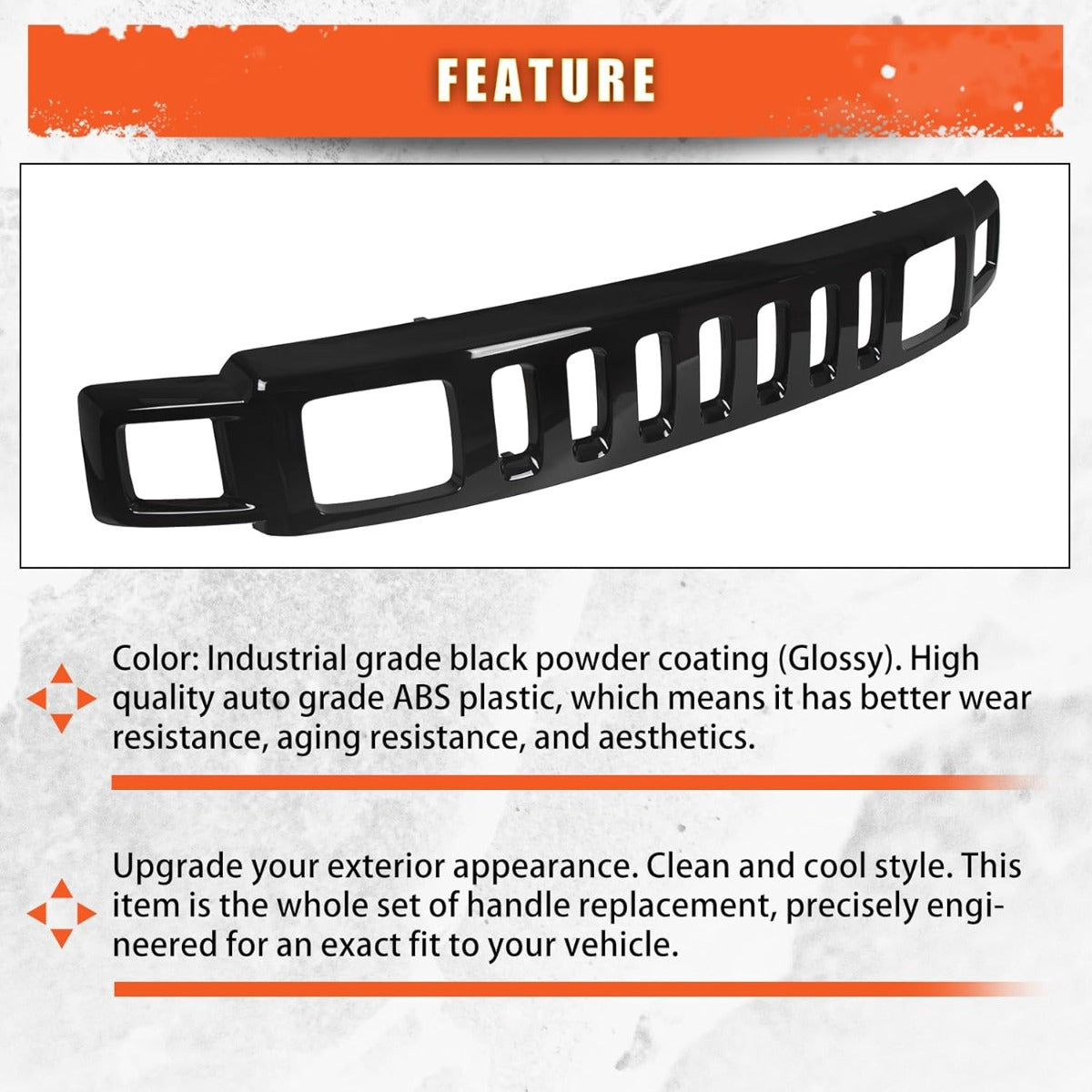 Front Grill Compatible with 2006-2010 Hummer H3 15834195 HU1200100 Front Bumper Hood Grille Face Bar Shell Insert Assembly Gloss Black