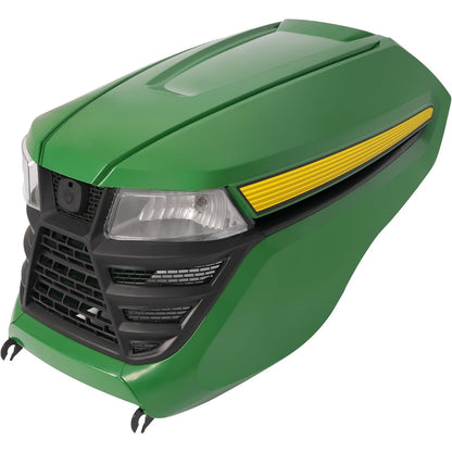HECASA Complete Hood Kit Hood Side Panel Upper Hood Front Grille w/Headlight Compatible with John Deere X300 X304 X310 X320 X350 X370 X384 X394 Replacement for AUC13489 AUC13490 M168883 M168888