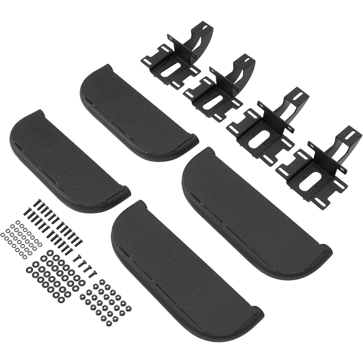 Rugged Side Steps Compatible with 2007-2018 Jeep Wrangler JK Unlimited JKU 4-Door Running Boards, High-Strength Steel Step Bars, Powder-Coated & Textured, 4-Piece Set