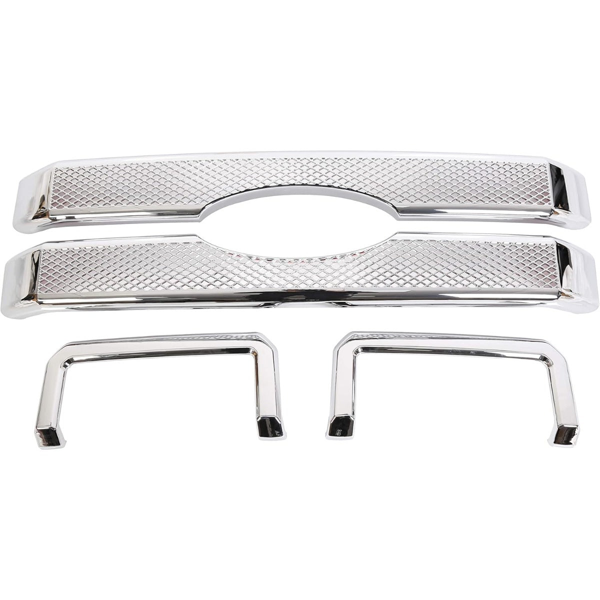 Mesh Grille Cover Compatible With 2011-2016 Ford F250 F350 Super Duty Chrome Bumper Grill Hood Overlay 4PCS Cover Only- NOT a Grille Replacement