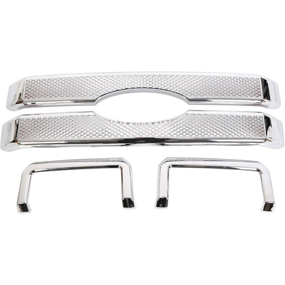 Mesh Grille Cover Compatible With 2011-2016 Ford F250 F350 Super Duty Chrome Bumper Grill Hood Overlay 4PCS Cover Only- NOT a Grille Replacement