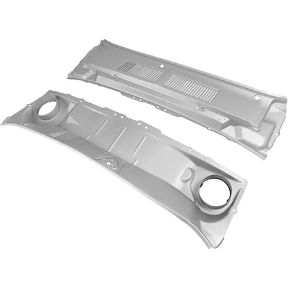Windshield Wiper Cowl Panel Set (Upper+Lower) Compatible with 1967 1968 Ford Mustang - 2 Pcs Steel Air Inlet Cover Cowl Vent Grille Powder Coated Gray