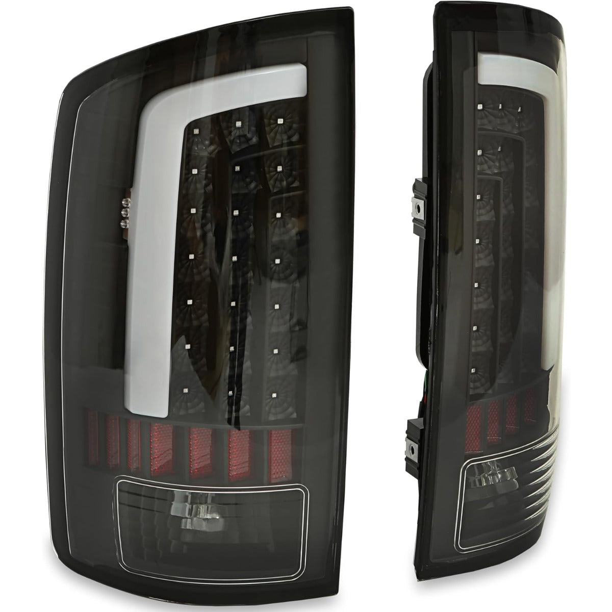 Kojem LED Tail Light Compatible with 2002-2006 Dodge Ram 1500/2003-2006 Dodge Ram 2500 3500 LED Tube Bar Brake Turn Signal Lamp Taillight Driver & Passenger Side -Clear Lens & Black Housing