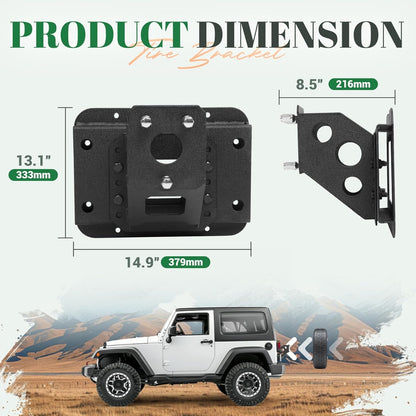 Heavy Duty Spare Tire Carrier Up to 40 inches Spare Wheel Compatible with 2007-2018 Jeep Wrangler JK JKU Spare Tire Lift Carrier Holder Rack Steel Powder Coated Black