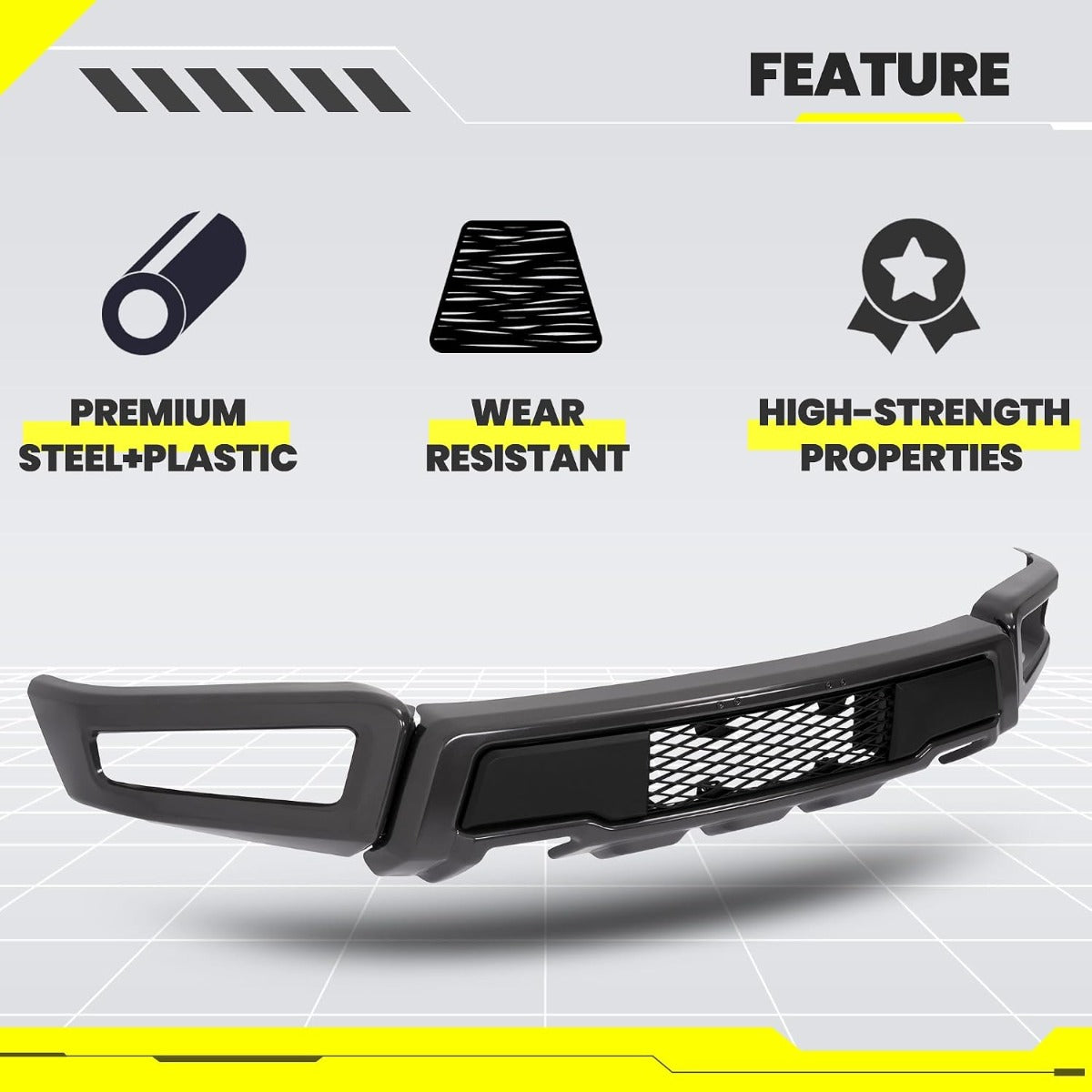 KUAFU Bumper Assembly W/Fog Light Holes Compatible with F150 Raptor Style